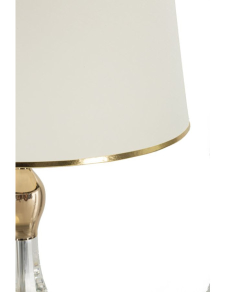 Grand Lampadaire sur pied moderne chic Hauteur 165 cm Métal Doré Tissu Blanc Verre Transparent Bratislava 