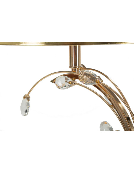 Grand Lampe à poser moderne chic Hauteur 65 cm Métal Doré Tissu Noir Verre Transparent Bruxelles 