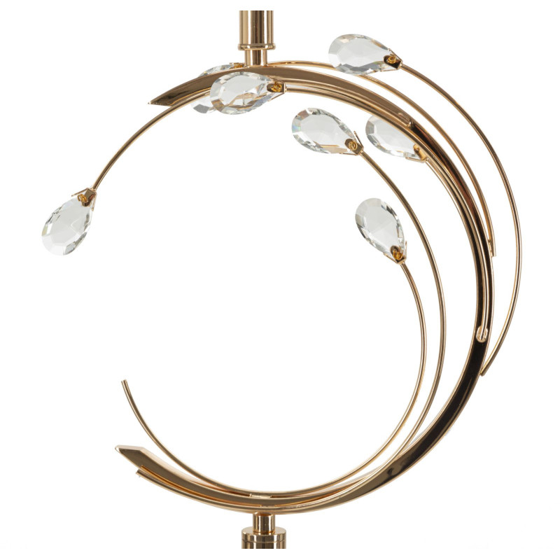 Grand Lampadaire sur pied moderne chic Hauteur 160 cm Métal Doré Tissu Noir Verre Transparent Bruxelles 