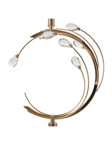 Grand Lampadaire sur pied moderne chic Hauteur 160 cm Métal Doré Tissu Noir Verre Transparent Bruxelles 