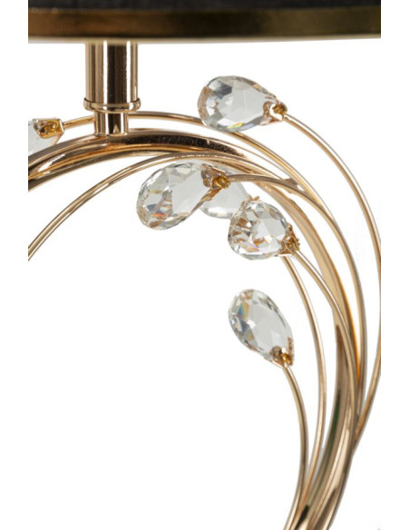 Grand Lampadaire sur pied moderne chic Hauteur 160 cm Métal Doré Tissu Noir Verre Transparent Bruxelles 