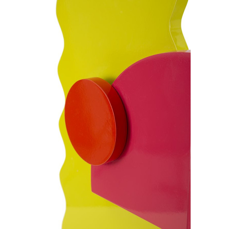 Grande Lampe à poser moderne abstraite Hauteur 60 cm Bois MDF Vert Rose Tissu Orange Color 