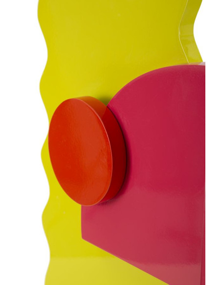 Grande Lampe à poser moderne abstraite Hauteur 60 cm Bois MDF Vert Rose Tissu Orange Color 