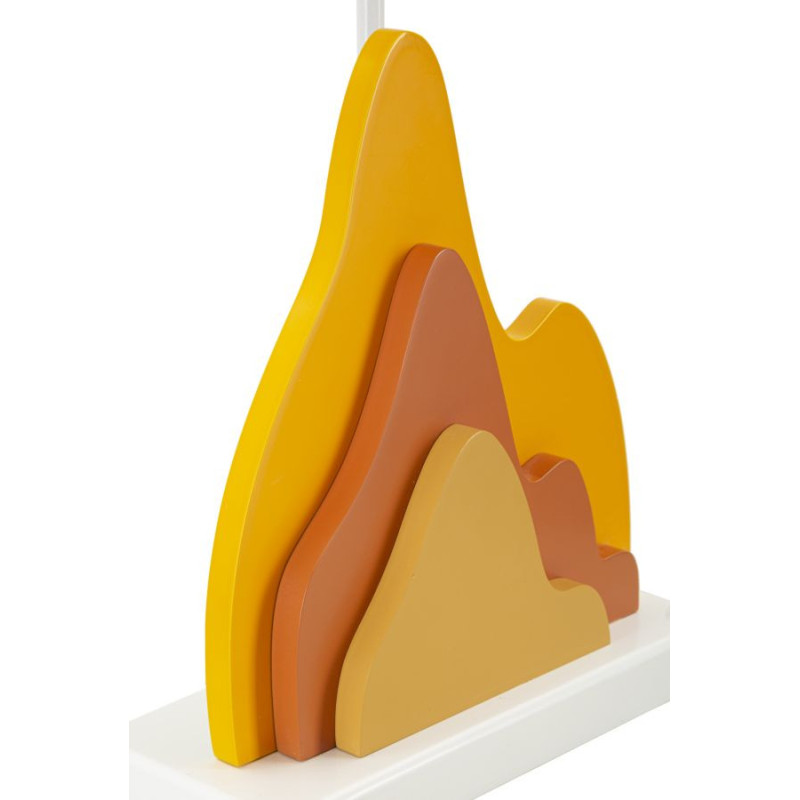 Grande Lampe à poser moderne abstraite Hauteur 57 cm Bois MDF Orange Ocre Tissu Jaune Color 