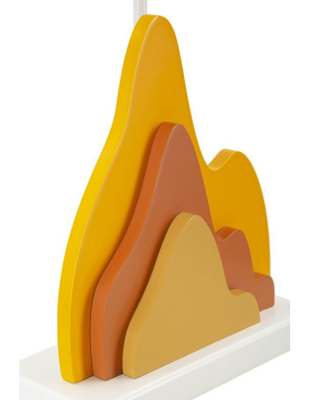 Grande Lampe à poser moderne abstraite Hauteur 57 cm Bois MDF Orange Ocre Tissu Jaune Color 