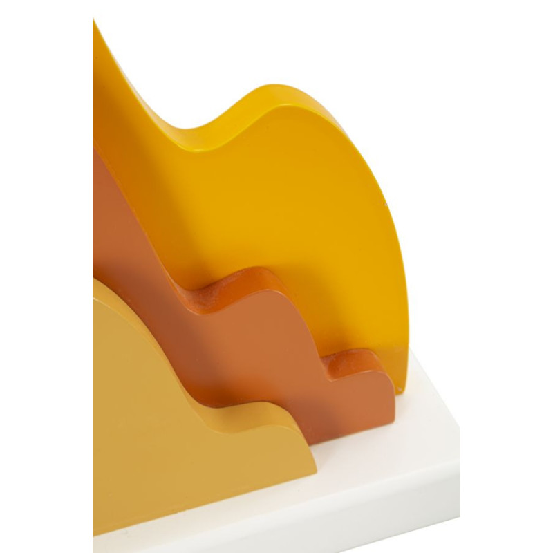 Grande Lampe à poser moderne abstraite Hauteur 57 cm Bois MDF Orange Ocre Tissu Jaune Color 