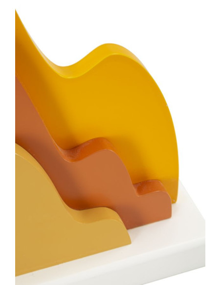 Grande Lampe à poser moderne abstraite Hauteur 57 cm Bois MDF Orange Ocre Tissu Jaune Color 