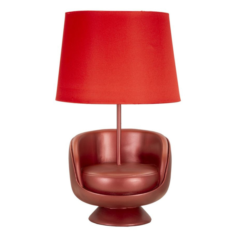 Lampe à poser originale Canapé Hauteur 43 cm Résine Tissu Métal Rouge Midcenttury 