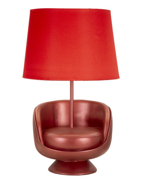 Lampe à poser originale Canapé Hauteur 43 cm Résine Tissu Métal Rouge Midcenttury 