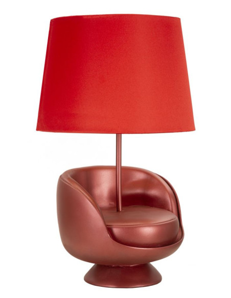 Lampe à poser originale Canapé Hauteur 43 cm Résine Tissu Métal Rouge Midcenttury 