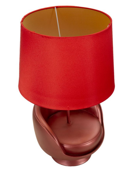 Lampe à poser originale Canapé Hauteur 43 cm Résine Tissu Métal Rouge Midcenttury 