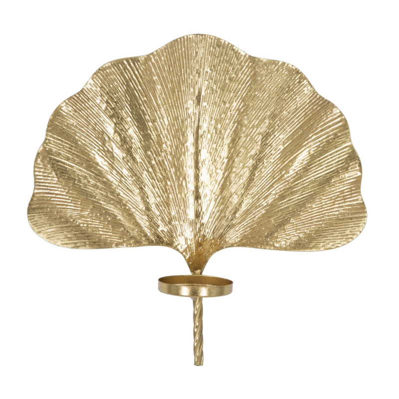 Bougeoir mural style art déco Feuille de Ginkgo Métal Doré Leaf 