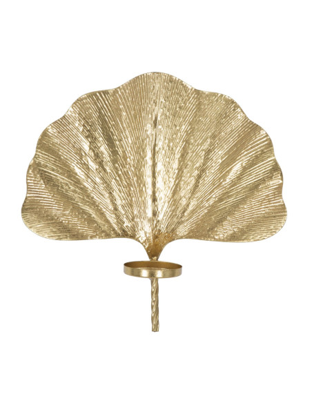 Bougeoir mural style art déco Feuille de Ginkgo Métal Doré Leaf 