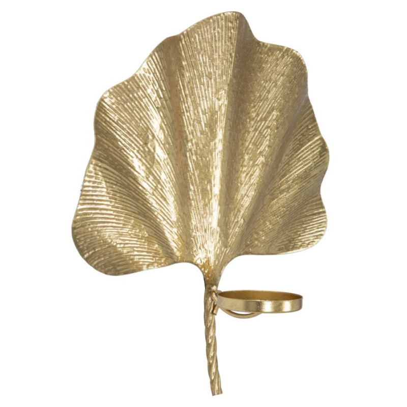 Bougeoir mural style art déco Feuille de Ginkgo Métal Doré Leaf 