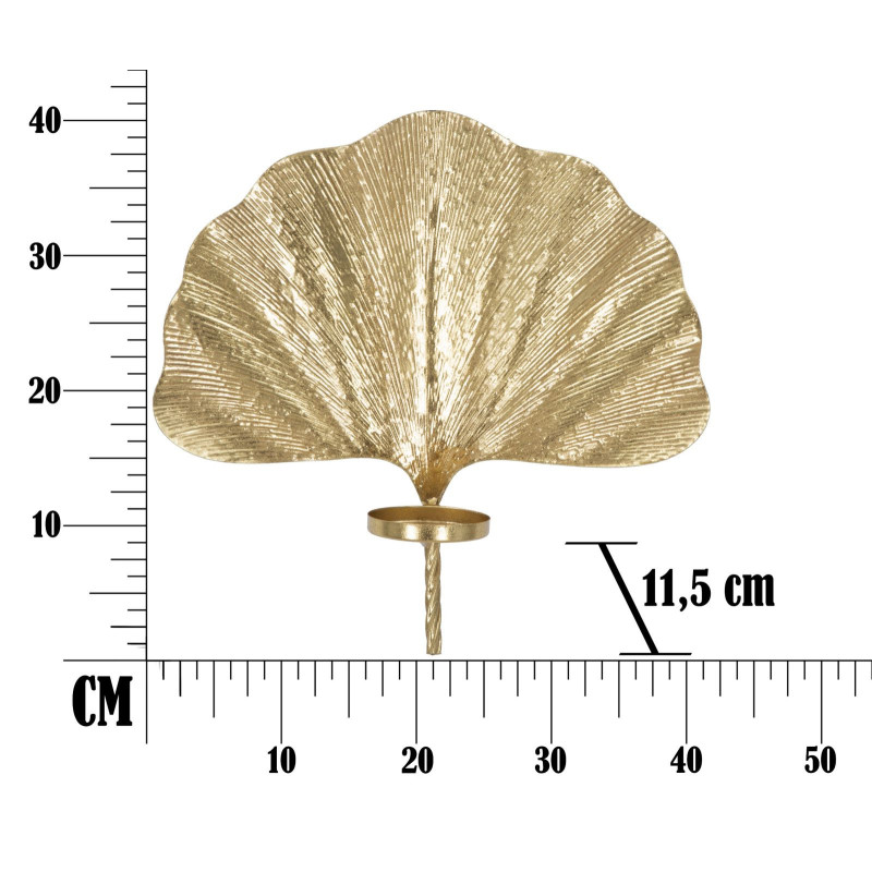 Bougeoir mural style art déco Feuille de Ginkgo Métal Doré Leaf 