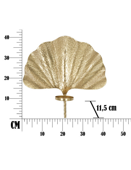 Bougeoir mural style art déco Feuille de Ginkgo Métal Doré Leaf 
