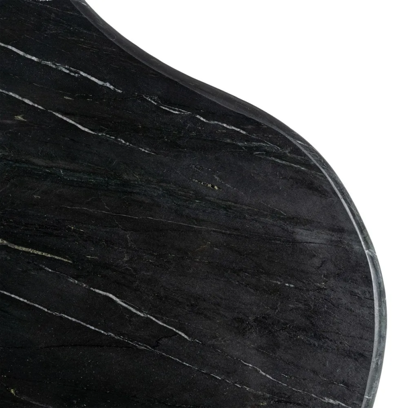Grande Table basse moderne chic Organique 135 cm en Marbre Noir Bois de manguier Marron Calven - 6