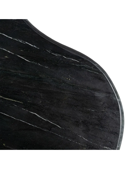 Grande Table basse moderne chic Organique 135 cm en Marbre Noir Bois de manguier Marron Calven - 6