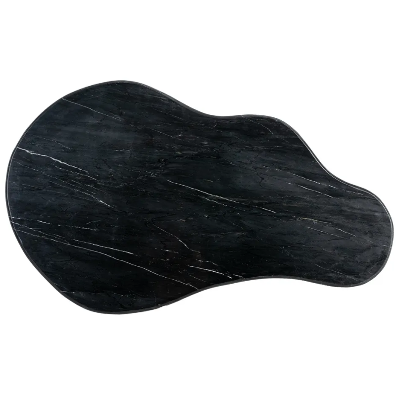 Grande Table basse moderne chic Organique 135 cm en Marbre Noir Bois de manguier Marron Calven - 8