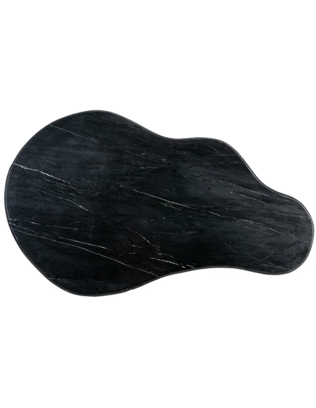 Grande Table basse moderne chic Organique 135 cm en Marbre Noir Bois de manguier Marron Calven - 8