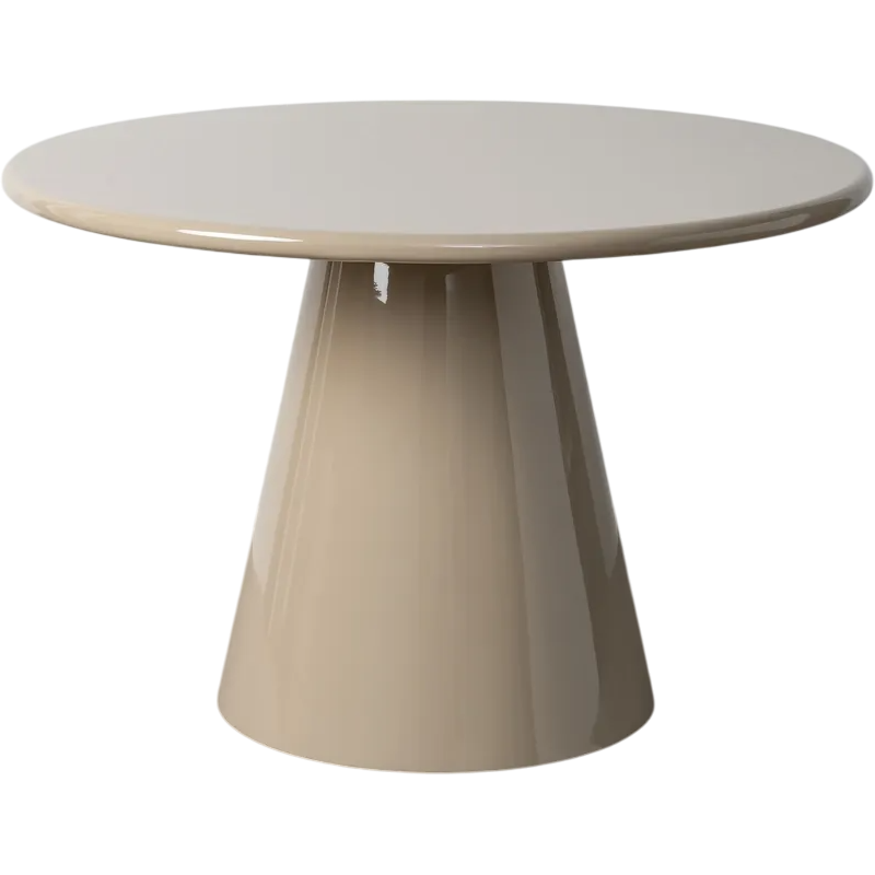 Table à manger moderne laquée Ronde 6 personnes en Bois MDF Taupe Brillant Sulira - 1