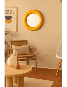 Petit Miroir mural moderne Rond 64x64 en Métal Jaune moutarde Dalura - 2