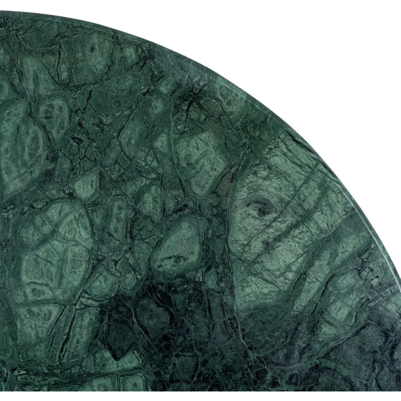 Table à manger moderne chic Ronde 4 personnes 115 cm en Marbre Vert Bois de manguier Naturel Norvio - 6