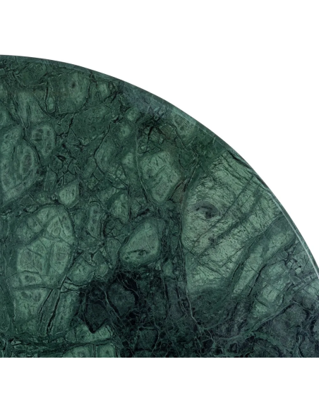 Table à manger moderne chic Ronde 4 personnes 115 cm en Marbre Vert Bois de manguier Naturel Norvio - 6