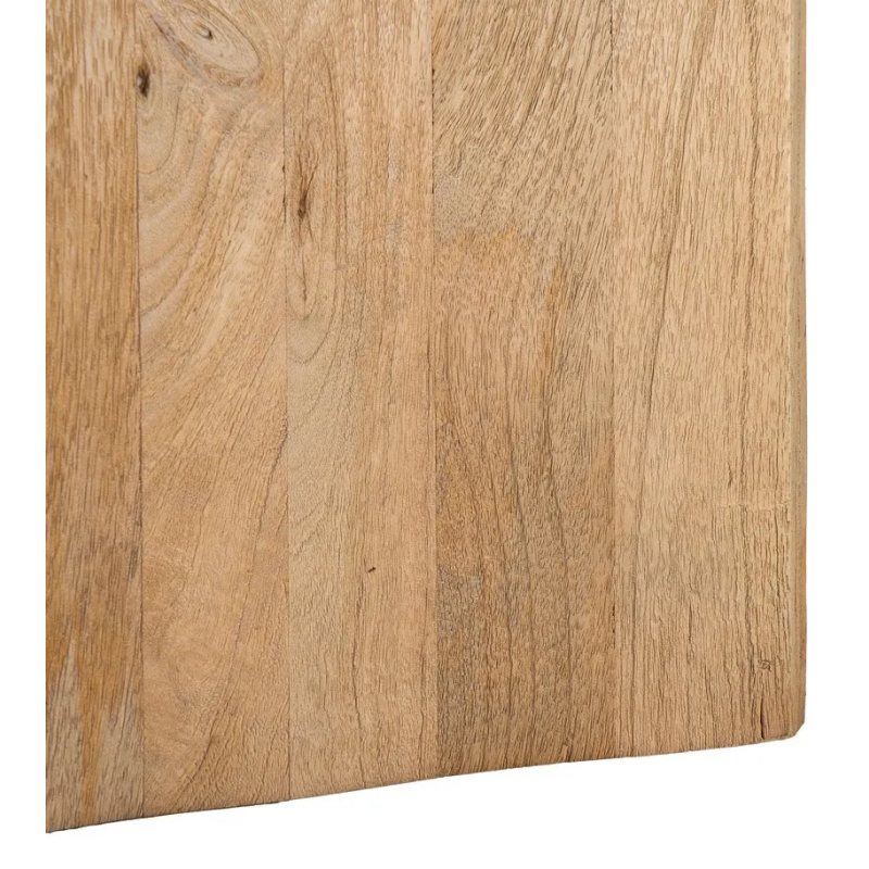 Table à manger moderne chic Ronde 4 personnes 115 cm en Marbre Vert Bois de manguier Naturel Norvio - 7