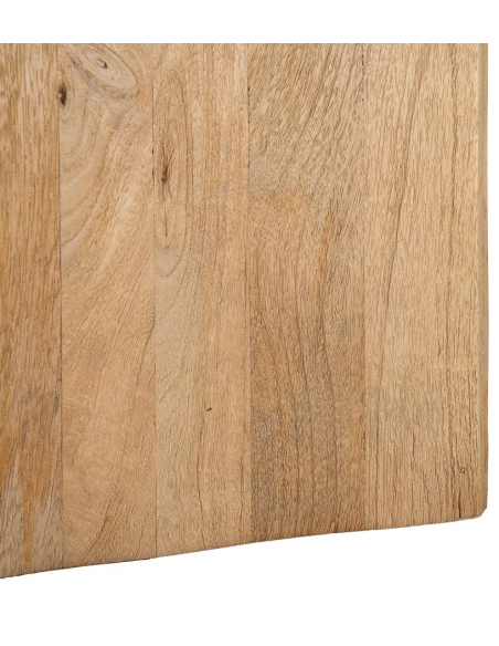 Table à manger moderne chic Ronde 4 personnes 115 cm en Marbre Vert Bois de manguier Naturel Norvio - 7