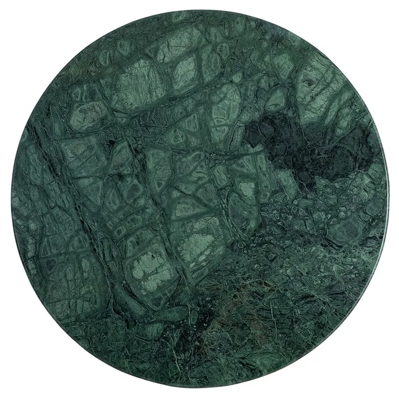 Table à manger moderne chic Ronde 4 personnes 115 cm en Marbre Vert Bois de manguier Naturel Norvio - 8