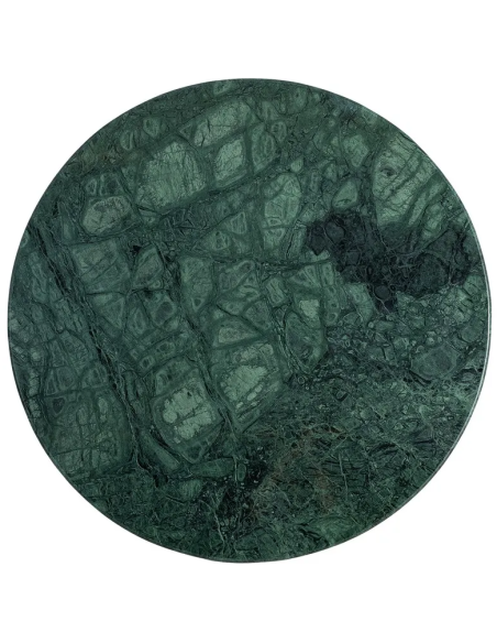 Table à manger moderne chic Ronde 4 personnes 115 cm en Marbre Vert Bois de manguier Naturel Norvio - 8