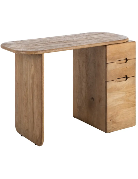 Bureau moderne contemporain 1 porte 2 tiroirs en Bois de manguier Naturel Dalvin - 1