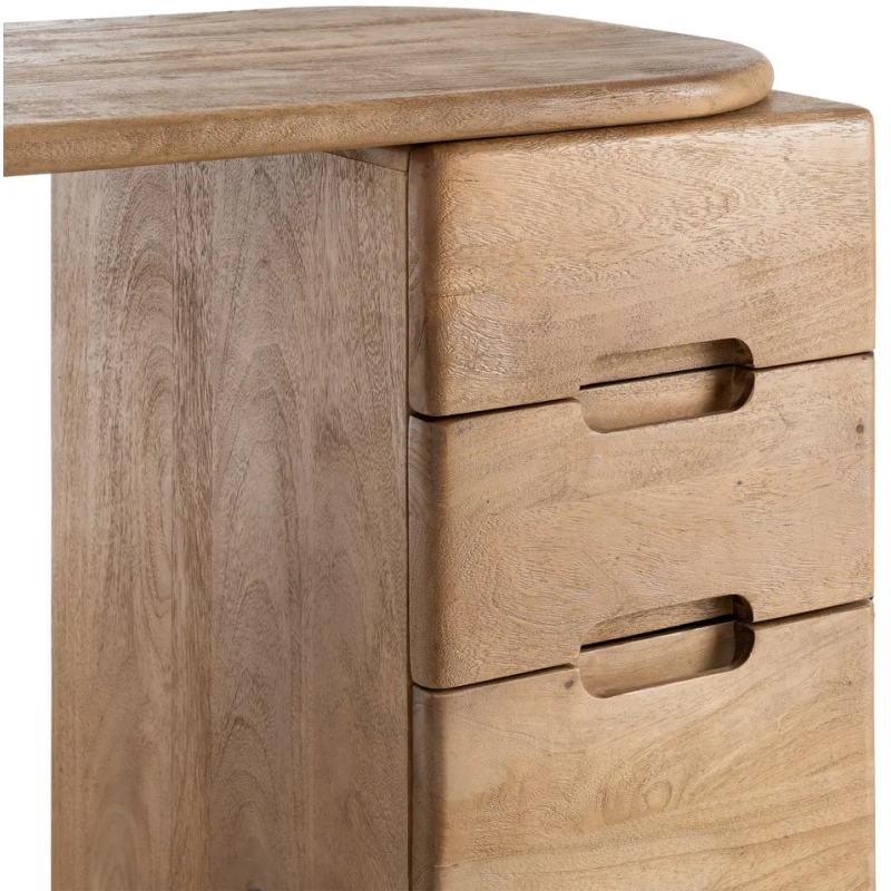Bureau moderne contemporain 1 porte 2 tiroirs en Bois de manguier Naturel Dalvin - 4