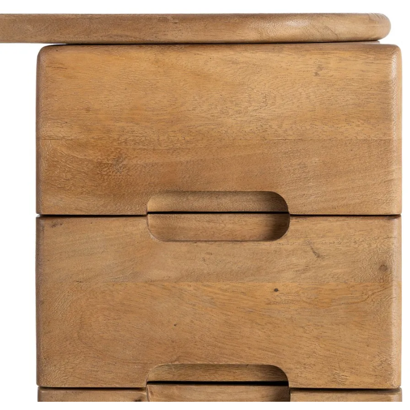 Bureau moderne contemporain 1 porte 2 tiroirs en Bois de manguier Naturel Dalvin - 6
