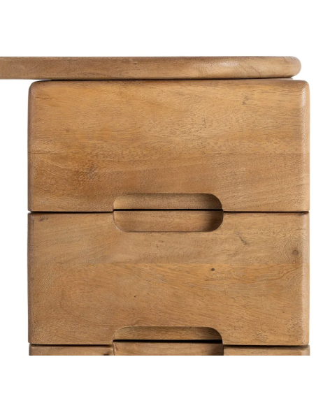 Bureau moderne contemporain 1 porte 2 tiroirs en Bois de manguier Naturel Dalvin - 6