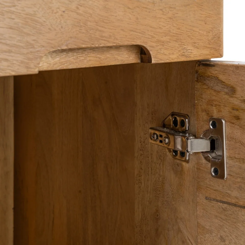 Bureau moderne contemporain 1 porte 2 tiroirs en Bois de manguier Naturel Dalvin - 7