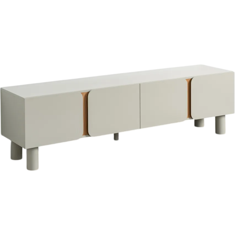 Grand Meuble télé design 4 portes en Bois MDF Taupe Naturel Malta - 1