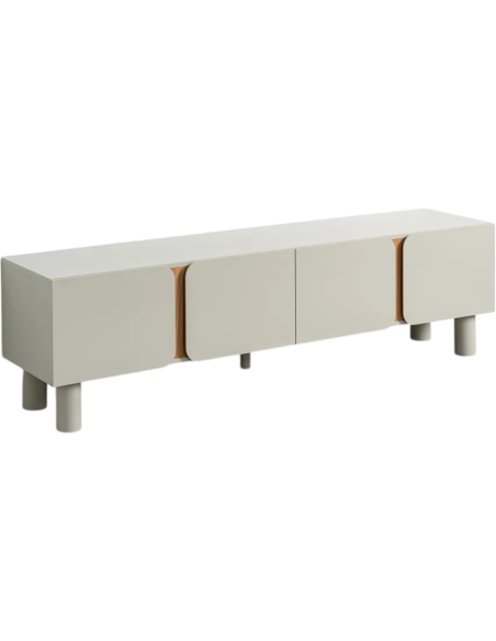 Grand Meuble télé design 4 portes en Bois MDF Taupe Naturel Malta - 1