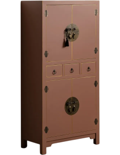 Grand Buffet oriental chic Haut 4 portes 3 tiroirs en Bois MDF Marron moka Oriente - 1