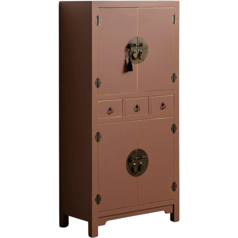 Grand Buffet oriental chic Haut 4 portes 3 tiroirs en Bois MDF Marron moka Oriente - 1