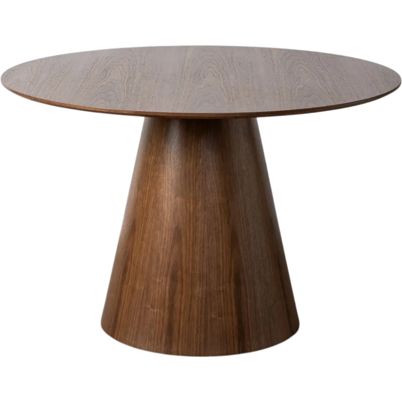 Table à manger moderne Ronde 6 personnes en Bois MDF Vinyle Marron Effet bois Dharya - 1