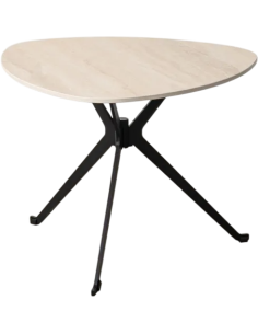 Table basse moderne chic Organique en Pierre frittée Beige Effet travertin Métal Noir Ahlira - 1