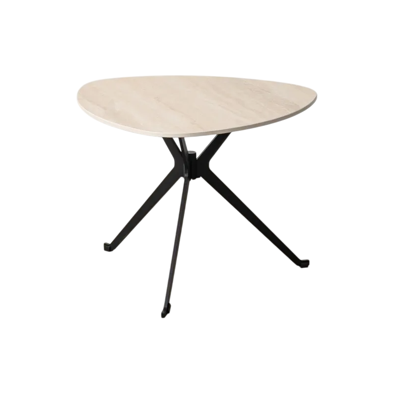 Table basse moderne chic Organique en Pierre frittée Beige Effet travertin Métal Noir Ahlira - 1