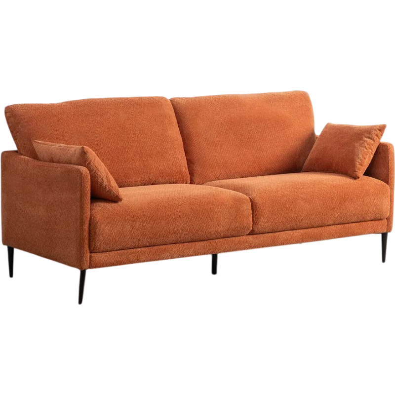 Canapé mid-century moderne Droit 2 places Tissu Terracotta Bois d'eucalyptus Valira - 1
