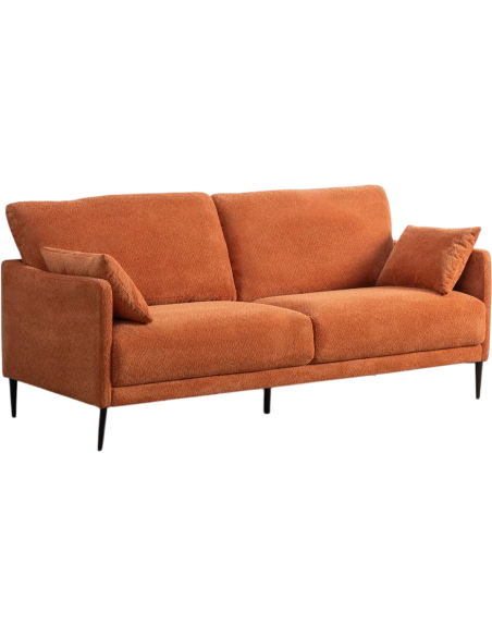 Canapé mid-century moderne Droit 2 places Tissu Terracotta Bois d'eucalyptus Valira - 1