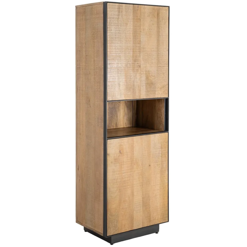 Buffet moderne chic Haut 2 portes 1 niche en Bois de manguier Naturel Métal Noir Ohio - 1