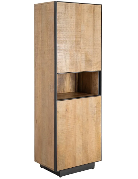 Buffet moderne chic Haut 2 portes 1 niche en Bois de manguier Naturel Métal Noir Ohio - 1