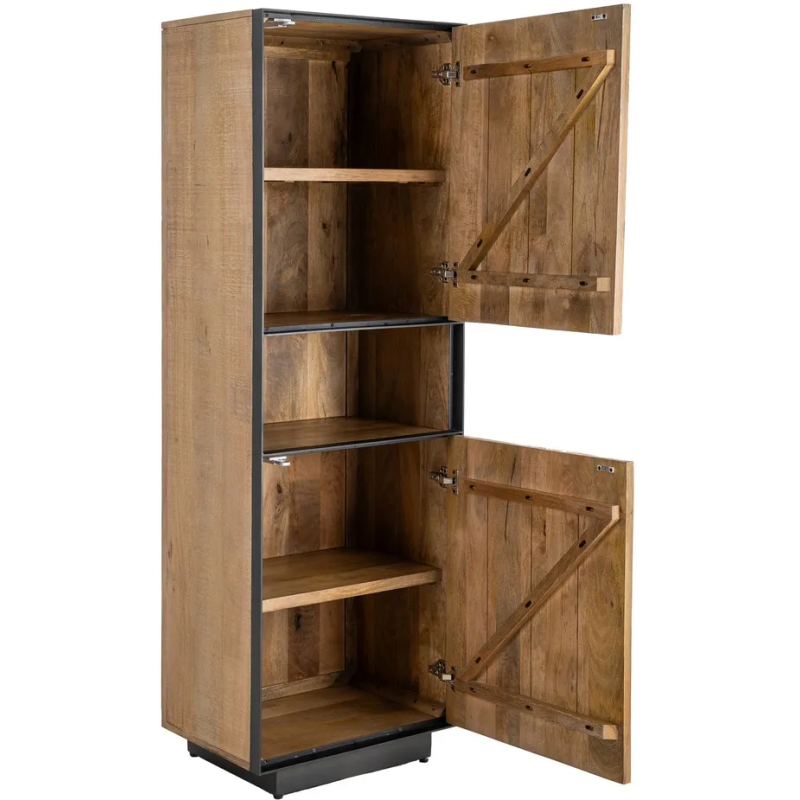 Buffet moderne chic Haut 2 portes 1 niche en Bois de manguier Naturel Métal Noir Ohio - 3