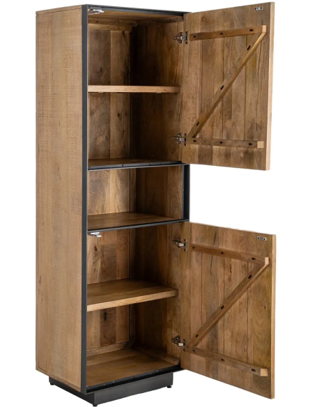 Buffet moderne chic Haut 2 portes 1 niche en Bois de manguier Naturel Métal Noir Ohio - 3